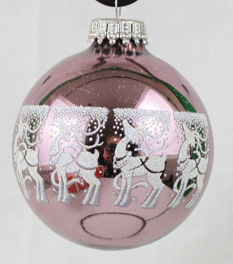 Krebs Value Glass Ball 4 pack - Lilac Reindeer Parade - Shelburne Country Store