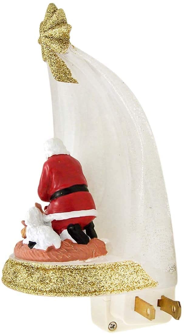 Santa Claus Kneeling Before Baby Jesus - Night Light - Shelburne Country Store