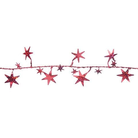 Foil Garland - Assorted Star - Red - 25 Feet - Shelburne Country Store