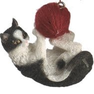 Cat With Yarn Ornament - Grey Red - Shelburne Country Store