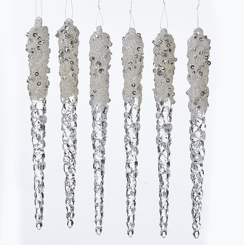 Glittered Icicles Ornaments, 6-Piece Box Set - Shelburne Country Store