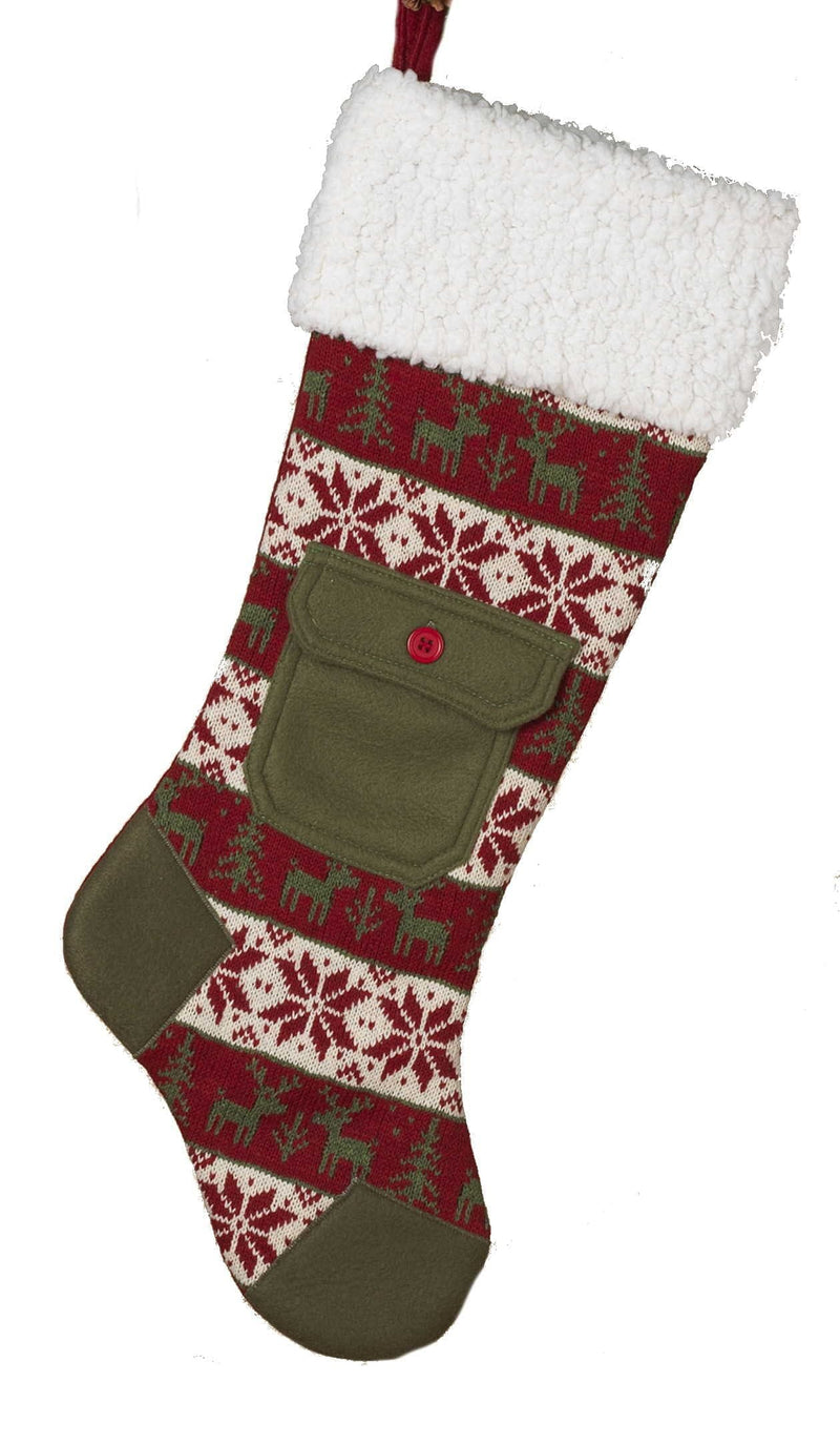 Knitted & Fleece Patch Stocking - - Shelburne Country Store