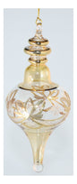 Finial Gold Trimmer Glass Ornament - Xred Small - Shelburne Country Store