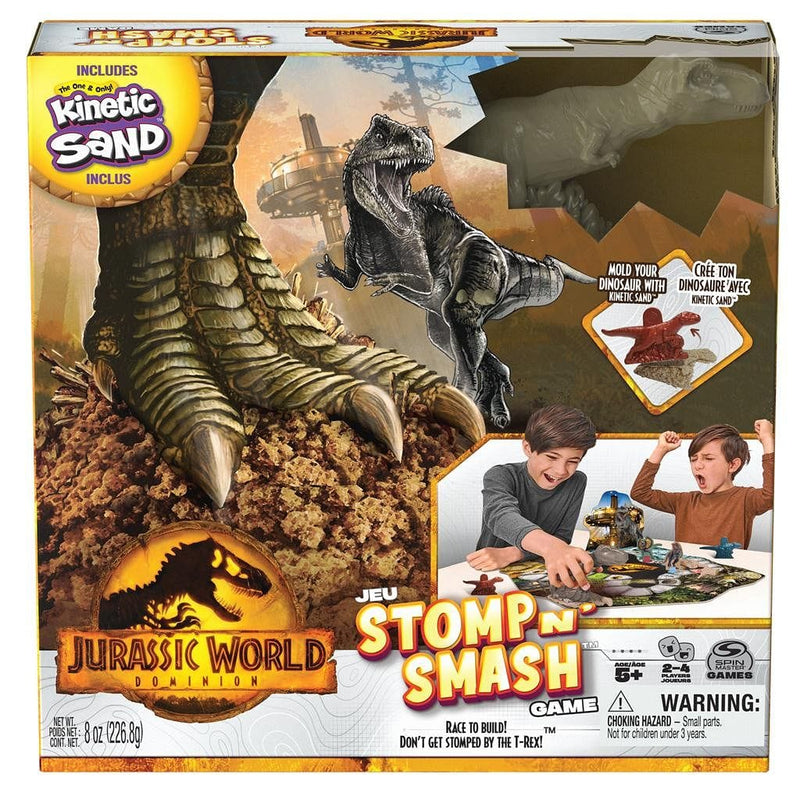 Jurassic World Dominion, Stomp N` Smash Board Game Sensory Dinosaur Toy with Kinetic Sand Jurassic Park Movie Family Game - Shelburne Country Store