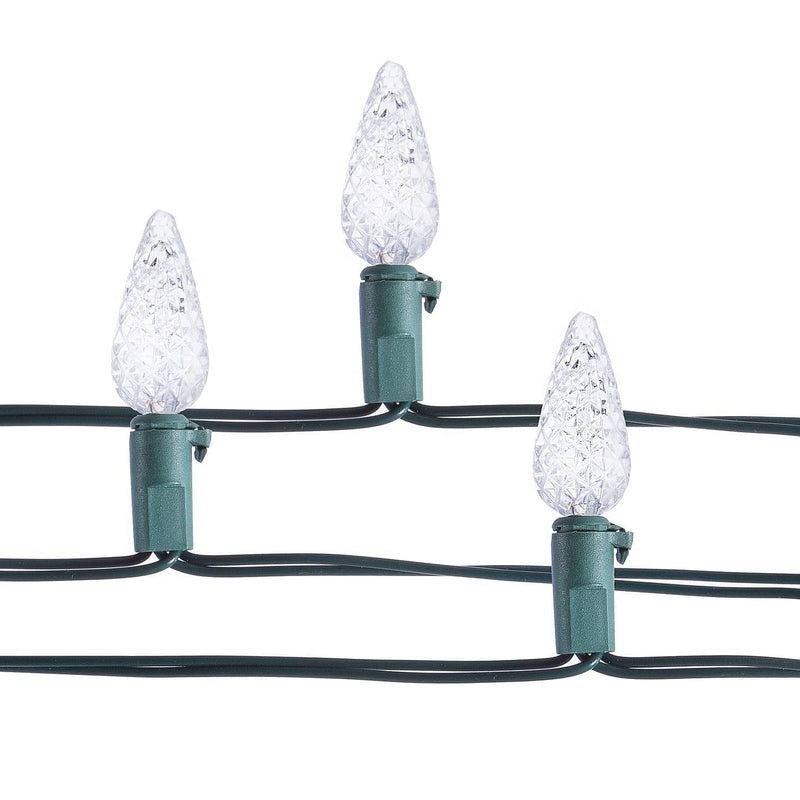 20 Faceted C6 Warm White B/O LED Lights - Multifunction, 7 feet - Shelburne Country Store