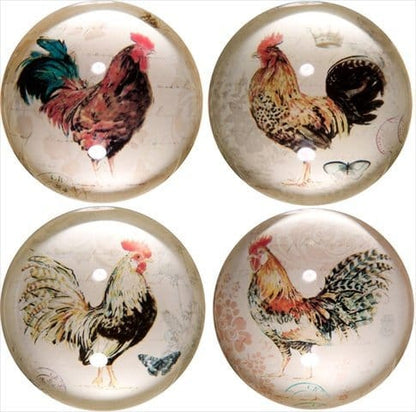 Home Essentials Round Glass Rooster Paperweight - - The Country Christmas Loft