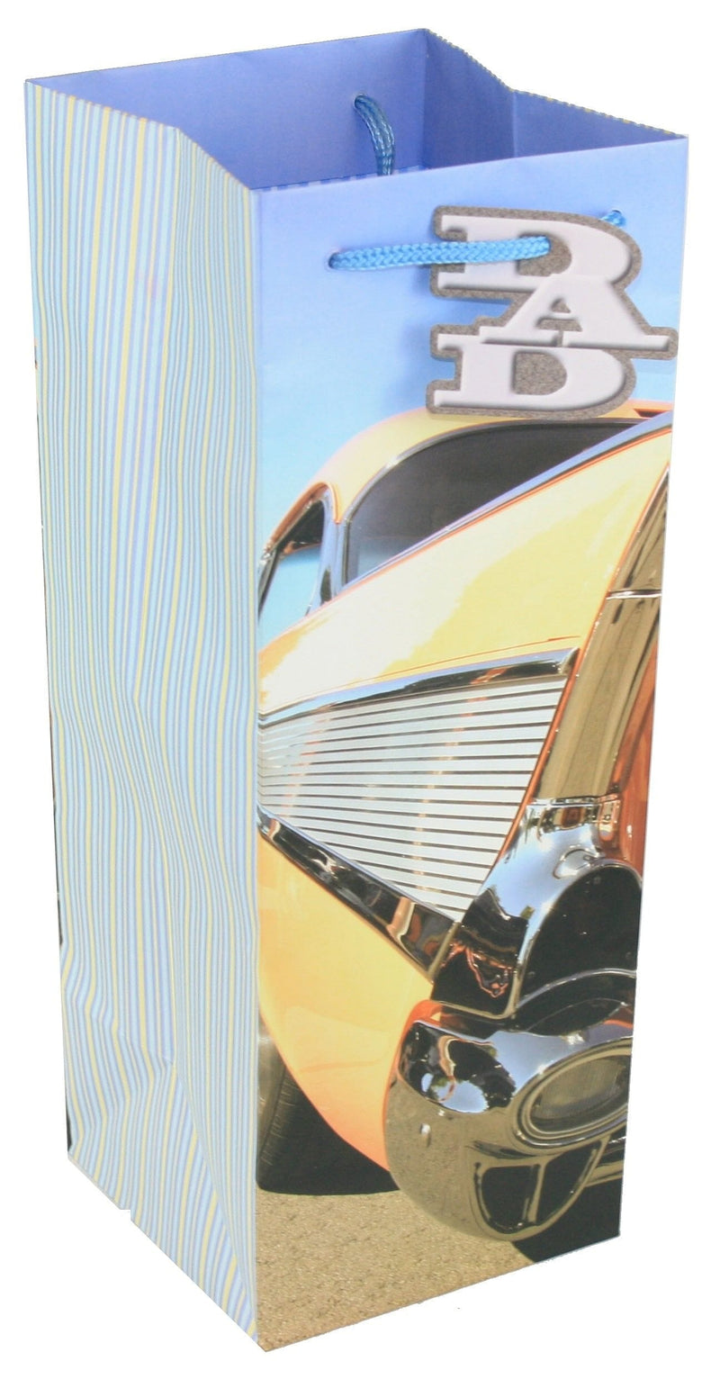 Dads Classic Car Bottle Gift Bag - Yellow - Shelburne Country Store