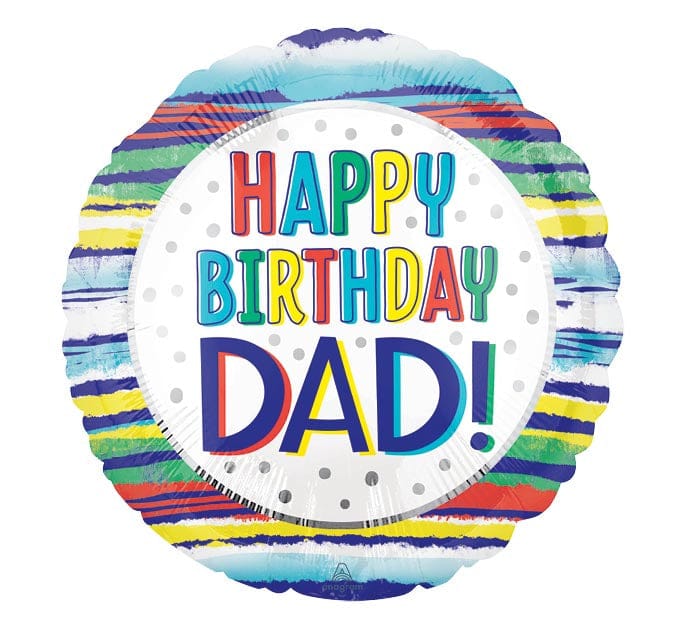 17" Happy Birthday Dad Stripe Balloon - Shelburne Country Store