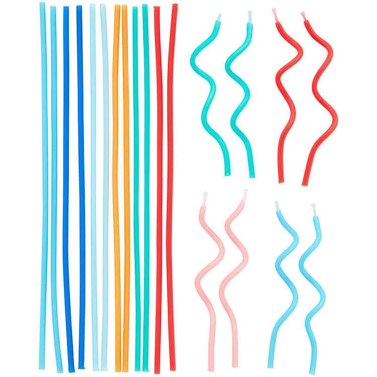 Blue, Orange, Teal and Red Straight and Curly Birthday Candles - Shelburne Country Store