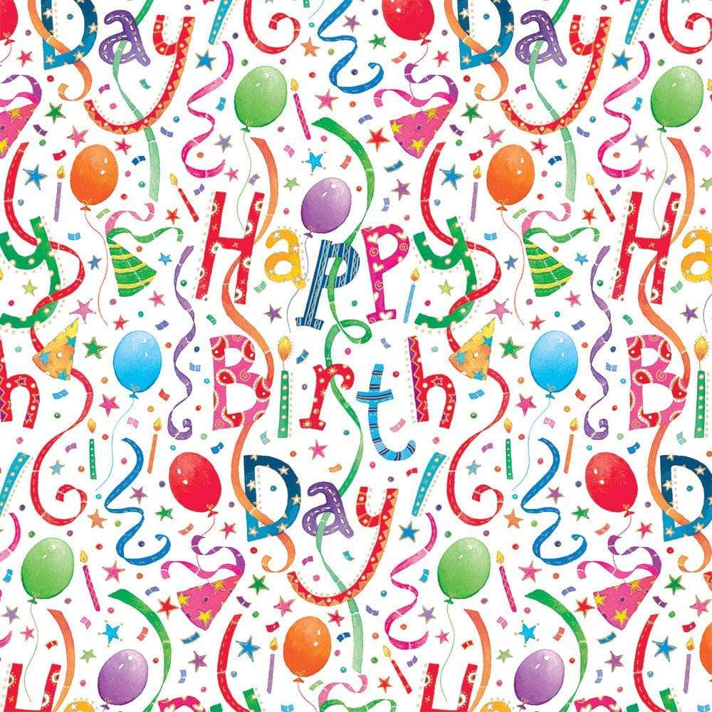 Happy Birthday Gift Wrap - Two 40" x 28" Sheets on Roll - Shelburne Country Store