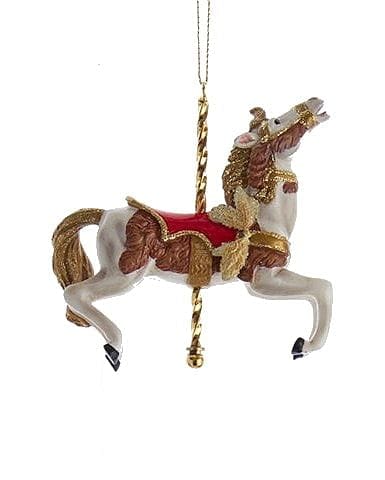 Resin Carousel Ornament - Brown & White Horse - Shelburne Country Store