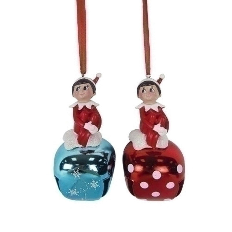 Elf on a Shelf on a Bell -  Red with Polkadots - The Country Christmas Loft