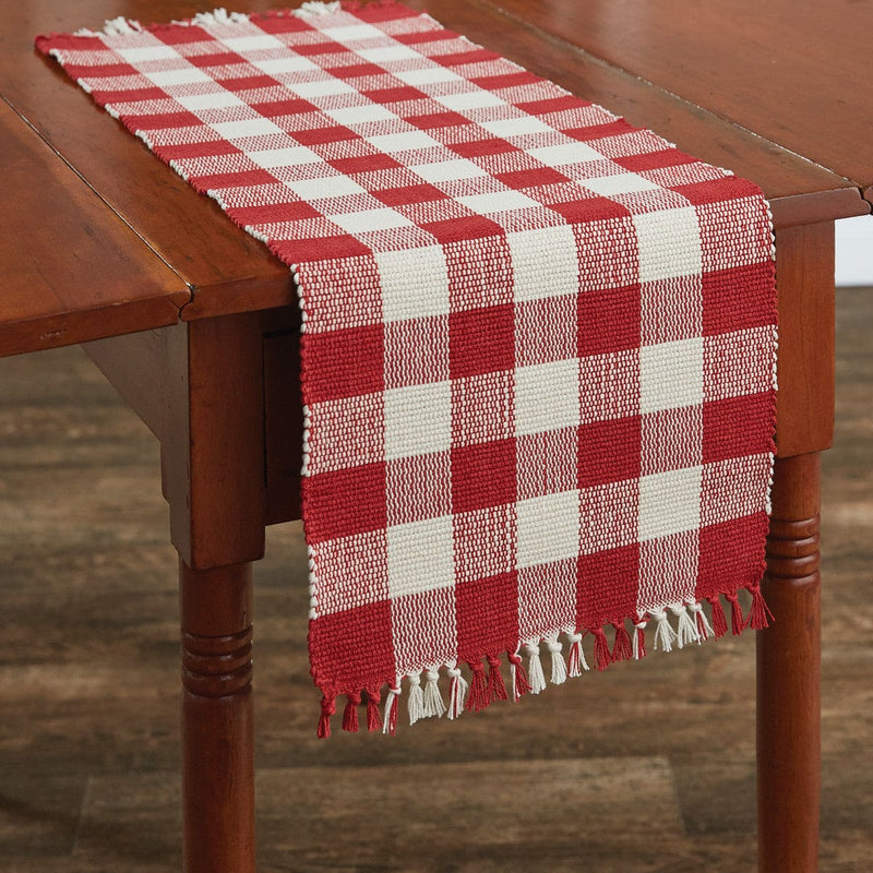 Wicklow Check Table Runner - 36"L - Red & Cream - Shelburne Country Store