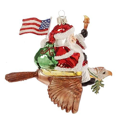 Santa US Navy Hand Painted Glass Ornament - Shelburne Country Store
