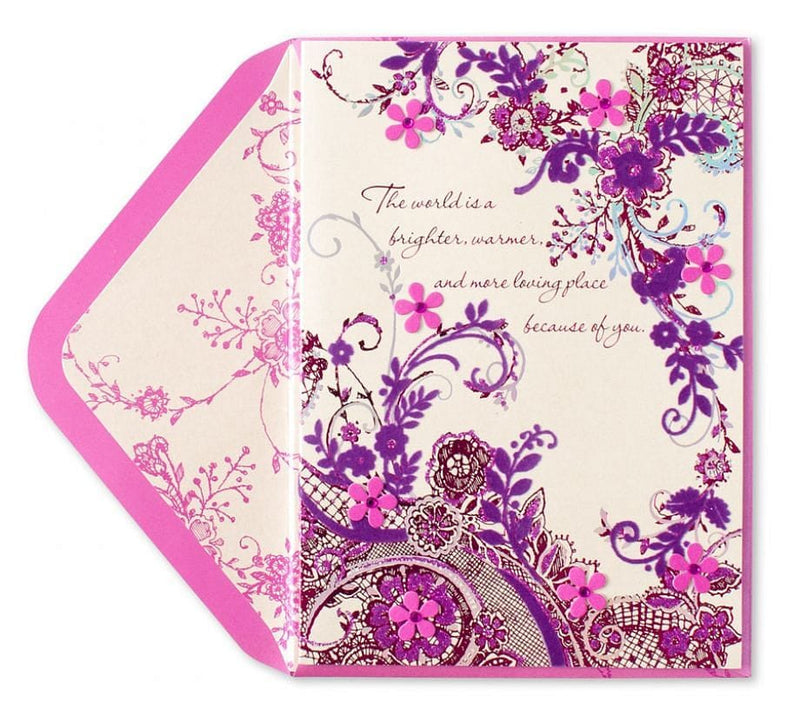 Flocked Lace and Tip-On Flowers Mothers Day Card - Shelburne Country Store