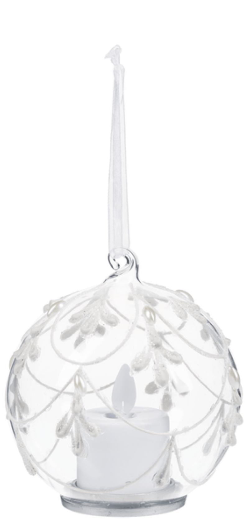Icicle Ball Ornament with Flickering Flame LED -  Curvy Lines - Shelburne Country Store
