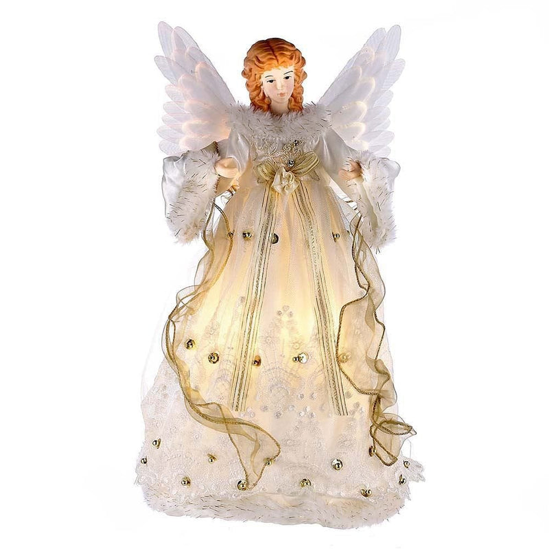 Fiber-Optic Ivory and Gold Animated Angel Lighted Treetop - Shelburne Country Store