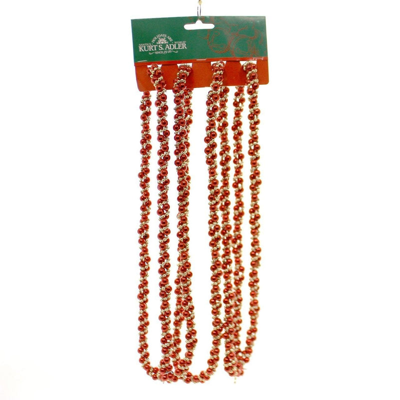 9' Red/Gold Beads Twisted - Shelburne Country Store