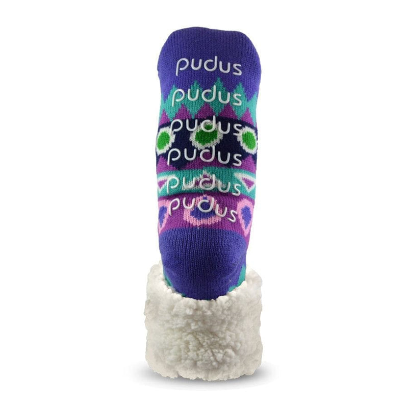 Extra Fuzzy Slipper Socks - Southwest - Aqua - Shelburne Country Store