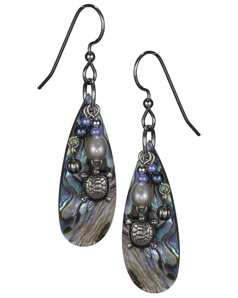 Silver Turtle & Dangling Beads over Abalone Tear Drop Shell - Shelburne Country Store