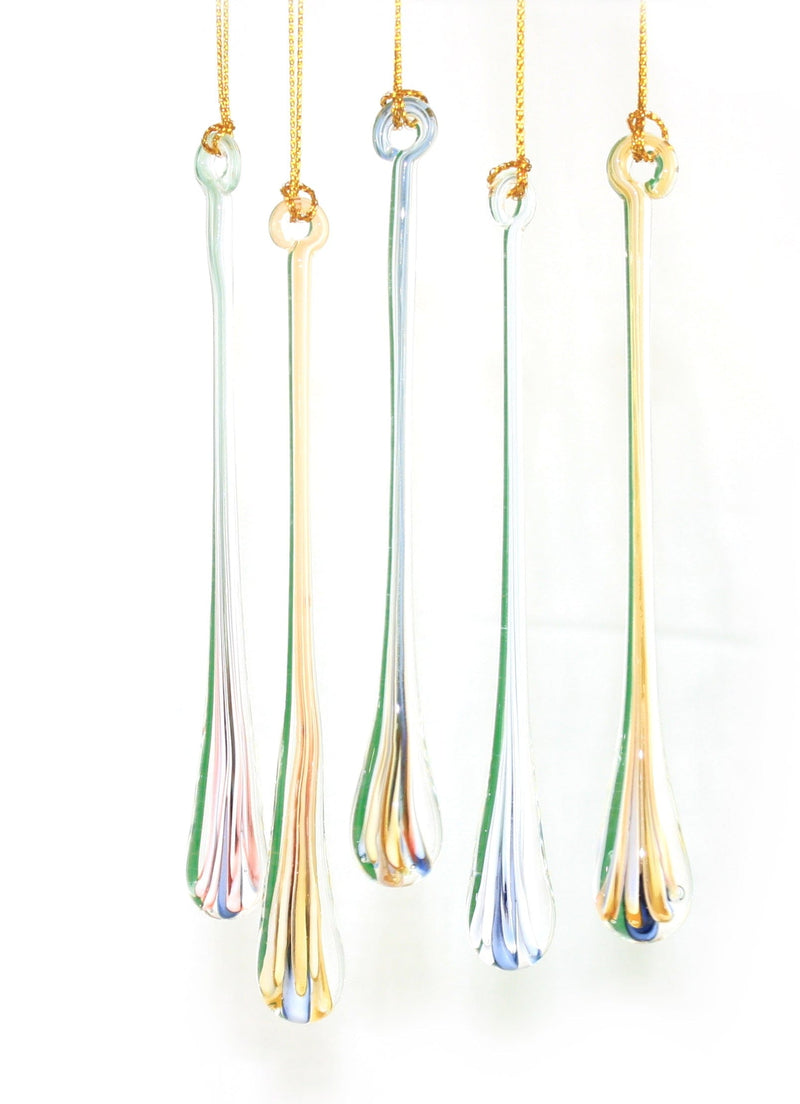 Blended color Egyptian Glass Teardrops - 5 piece Set - The Country Christmas Loft