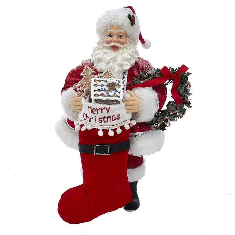 Fabriché Gingerbread Santa With Stocking and Wreath - Shelburne Country Store