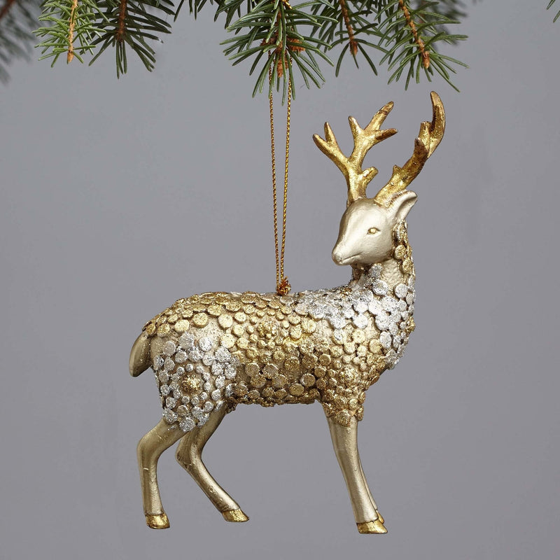 Gold and Silver Snowy Grove Reindeer - Shelburne Country Store