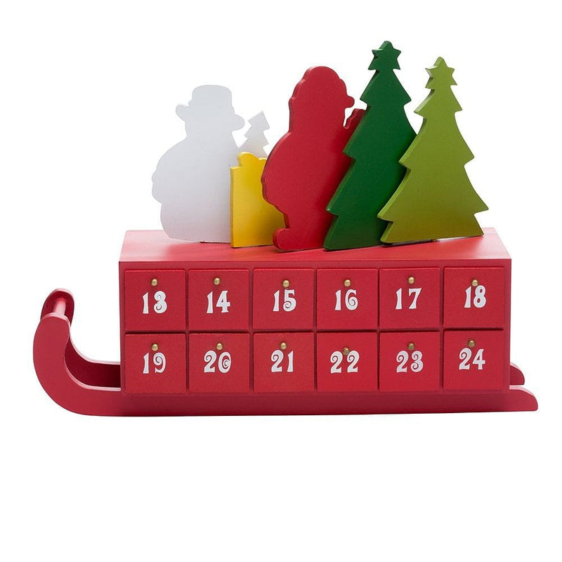 14 inch Wooden Sleigh Shaped Advent Calendar - Shelburne Country Store