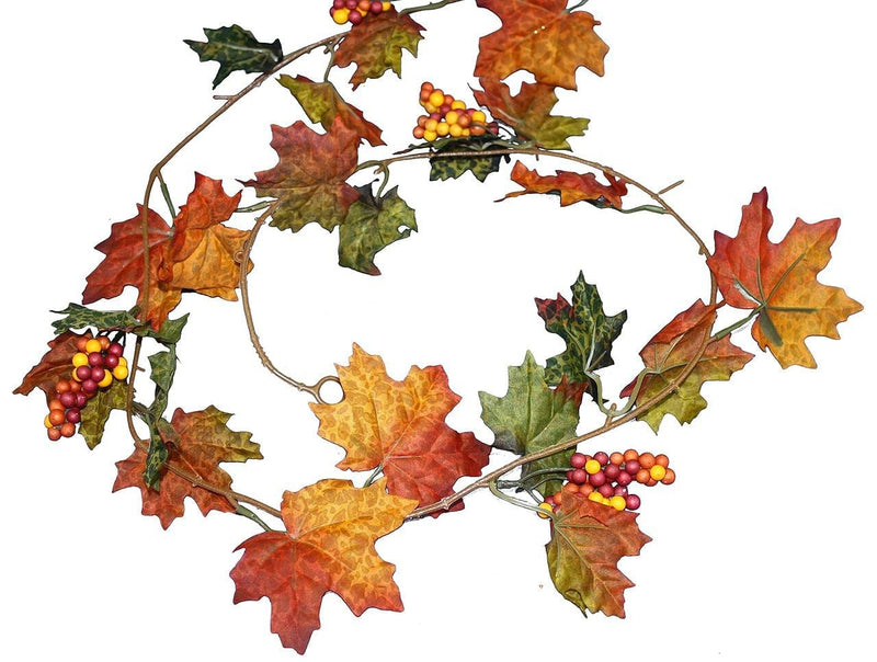 5 Foot Maple Leaves With Berries Garland - Shelburne Country Store