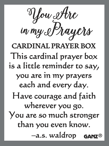 You Are in My Prayers Charm - Cardinal Prayerbox - Shelburne Country Store